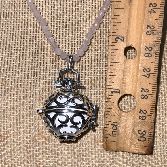 Harmonic Ball Necklace, Archangel Gabriel, Rose Quartz, Stainless Steel - Picture 5 of 6